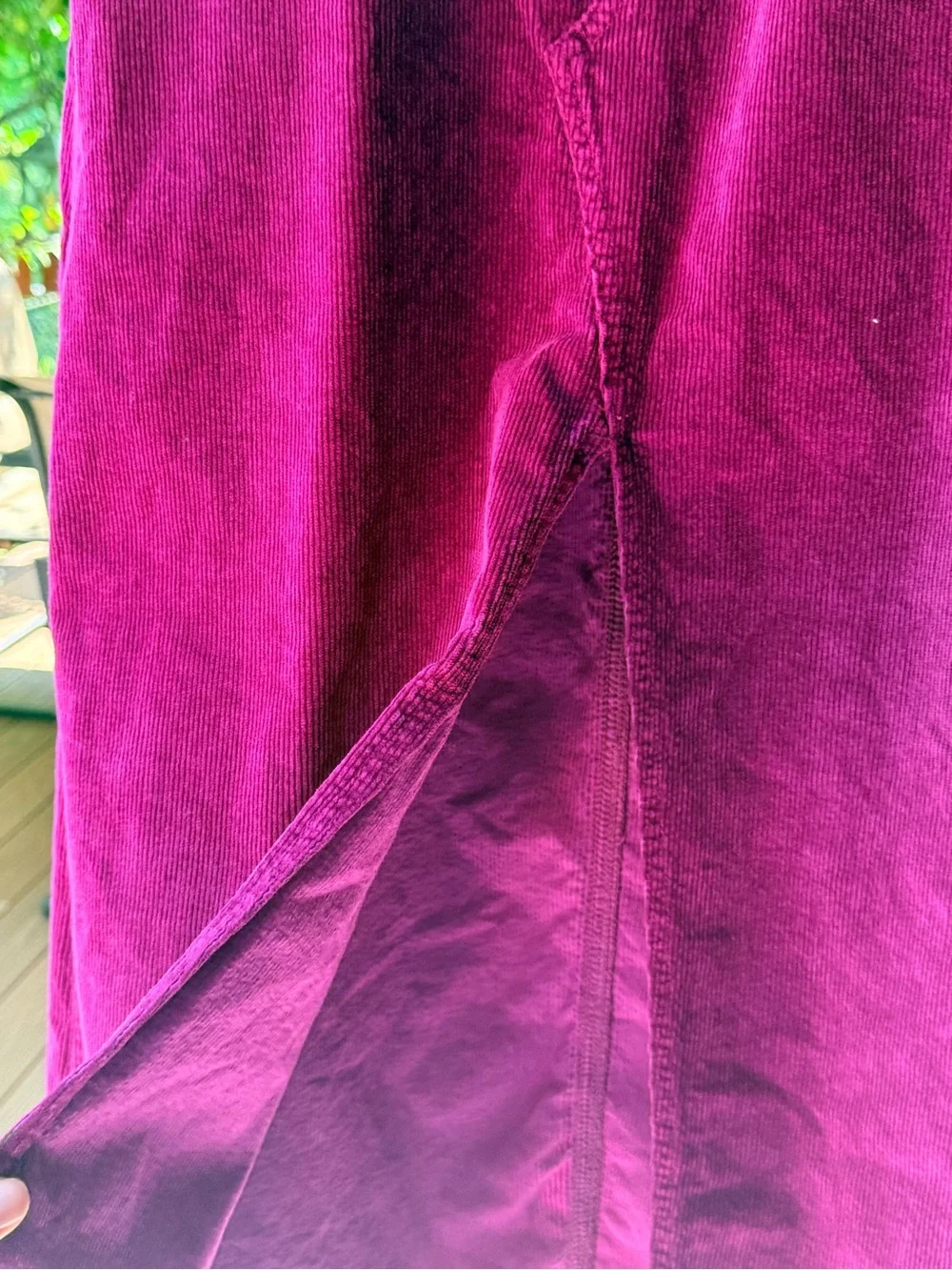 Anthropologie Plum Corduroy Maxi Skirt with Front Slit